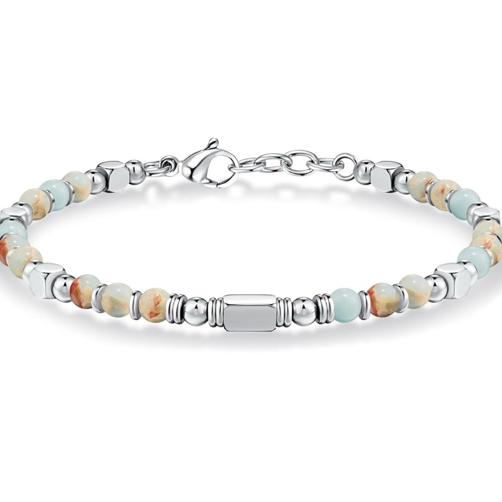 Elegant Silver and Blue Beaded Bracelet
